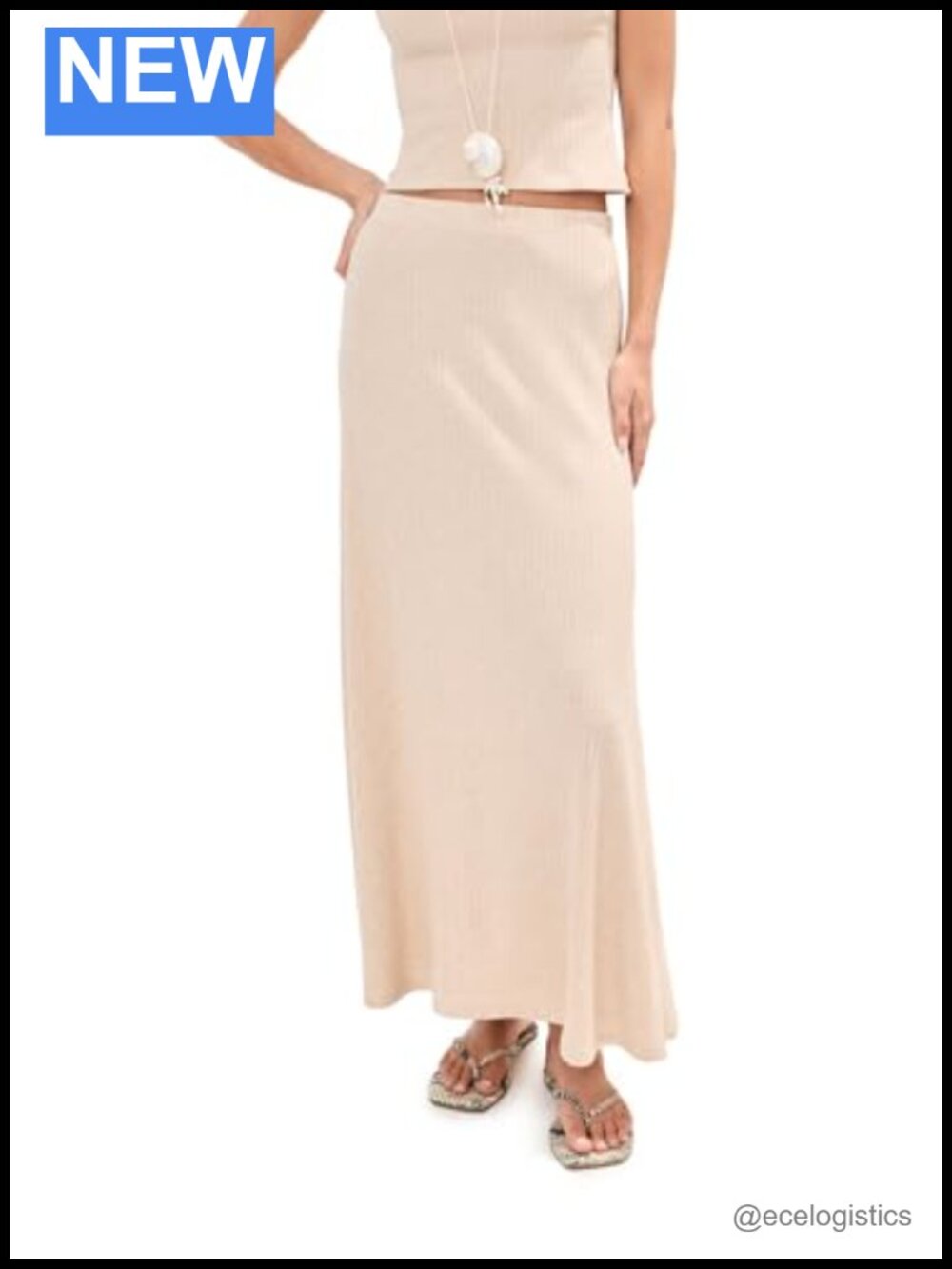 Ribbed Knit Maxi Skirt Wear to Work Casual Regular Fit